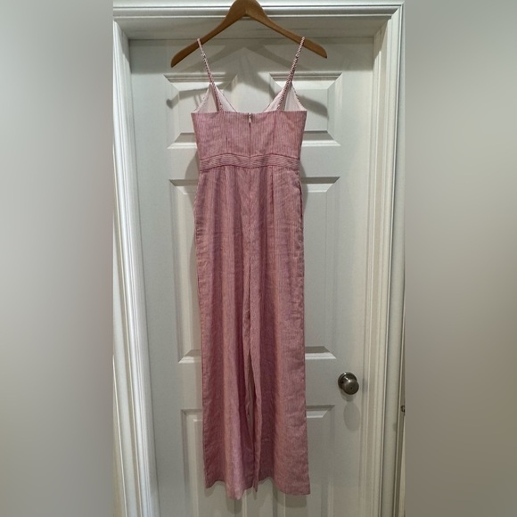 BCBGMAXAZRIA TIE-FRONT PINSTRIPED
JUMPSUIT Pantsuit Jumper Red & White SIZE 0 - Picture 5 of 15